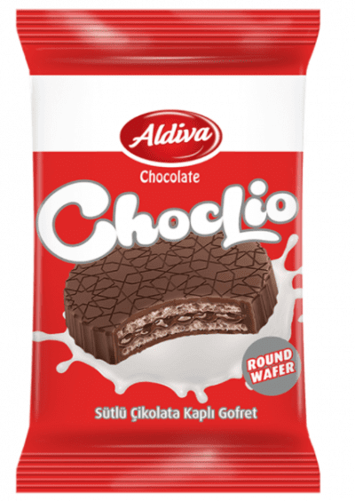 Aldiva Choclio Round Milk Chocolate Coated & Chocolate Cream Wafer  20 gr 