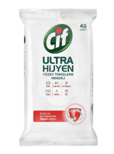 Cif Ultra Hijyen Yüzey Temizleme Mendili 45 Adet