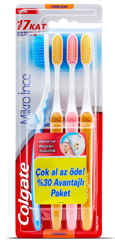 Colgate Micro Fine Compact 4-Pack Toothbrush  1 pcs