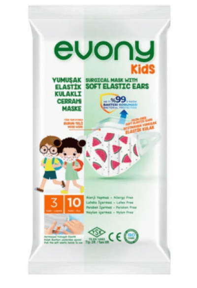 Evony Yumuşak Elastik Kulaklı Cerrahi Maske Kids 10 adet
