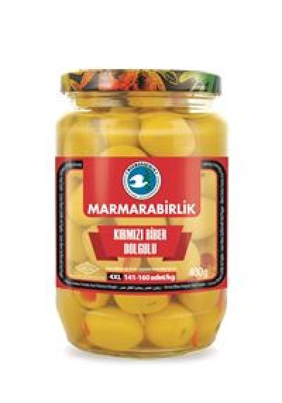 Marmarabirlik Yeşil Zeytin Kırmızı Biber Dolgulu Bardak 400 gr