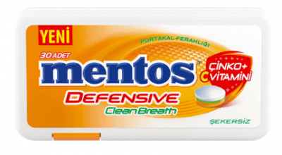 Mentos Defensive Clean Breath Vitamin C Plastic Dispenser Orange Candy  21 gr