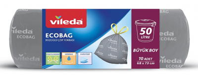 Vileda Ecobag Büzgülü Çöp Torbası Büyük Boy 10 Adet